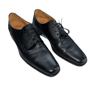 Saks Fifth Avenue Black Saffiano Textured Leather Derby Dress Shoes Italy Sz 10M
